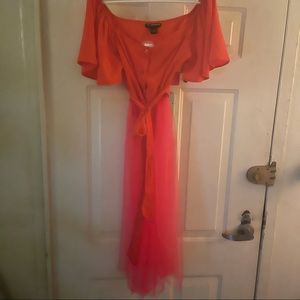 Orange Off Shoulder Top with Tulle Bottom NWOT